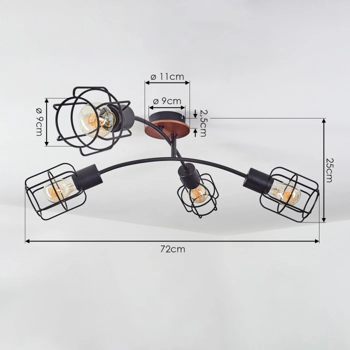 Hofstein Loedingen Deckenleuchte Schwarz, Naturfarben, 4-flammig 3 Hofstein Loedingen Deckenleuchte Schwarz, Naturfarben, 4-flammig – Bild 3