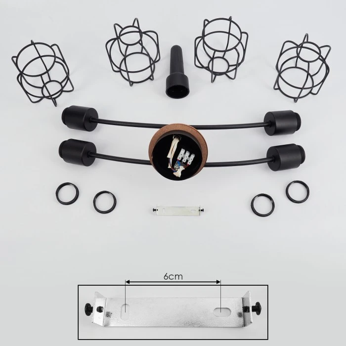 Hofstein Loedingen Deckenleuchte Schwarz, Naturfarben, 4-flammig 4 Hofstein Loedingen Deckenleuchte Schwarz, Naturfarben, 4-flammig – Bild 4