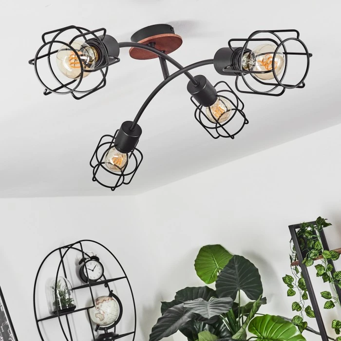 Hofstein Loedingen Deckenleuchte Schwarz, Naturfarben, 4-flammig 6 Hofstein Loedingen Deckenleuchte Schwarz, Naturfarben, 4-flammig – Bild 6