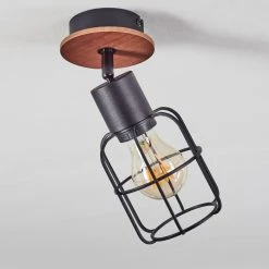 Hofstein Loedingen Deckenleuchte Schwarz, Holz dunkel, 1-flammig -Bürolampen Verkäufe loedingen deckenleuchte h3442425 7