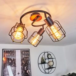 Hofstein Loedingen Deckenleuchte Schwarz, Holz dunkel, 3-flammig -Bürolampen Verkäufe loedingen deckenleuchte h3442975 6