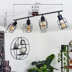 Hofstein Loedingen Deckenleuchte Schwarz, Holz dunkel, 4-flammig -Bürolampen Verkäufe loedingen deckenleuchte h3442999 3