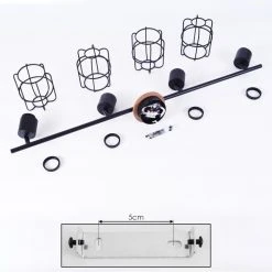 Hofstein Loedingen Deckenleuchte Schwarz, Holz dunkel, 4-flammig -Bürolampen Verkäufe loedingen deckenleuchte h3442999 4