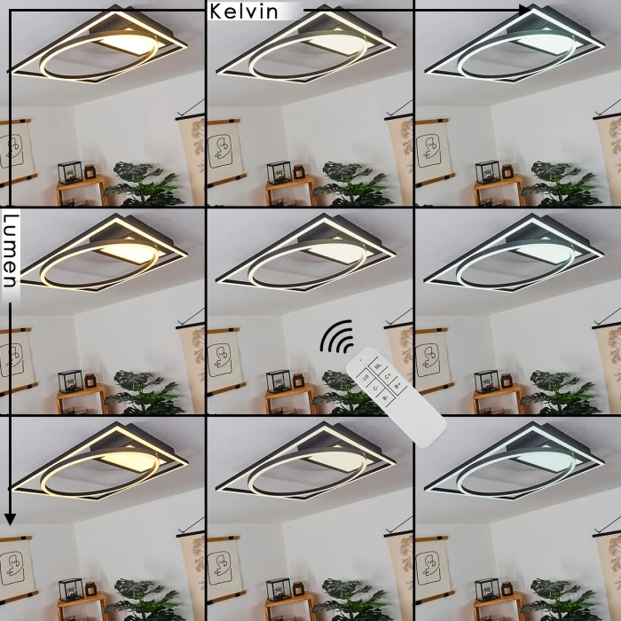 Hofstein Loftheim Deckenleuchte LED Chrom, Schwarz, Weiß, 1-flammig, Fernbedienung 2 Hofstein Loftheim Deckenleuchte LED Chrom, Schwarz, Weiß, 1-flammig, Fernbedienung – Bild 2