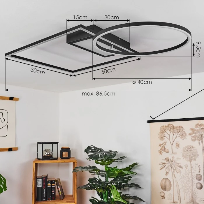 Hofstein Loftheim Deckenleuchte LED Chrom, Schwarz, Weiß, 1-flammig, Fernbedienung 4 Hofstein Loftheim Deckenleuchte LED Chrom, Schwarz, Weiß, 1-flammig, Fernbedienung – Bild 4