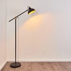 Hofstein Luven Stehleuchte Schwarz, Gold, Schwarz-Gold, 1-flammig -Bürolampen Verkäufe luven stehleuchte h3335802 do1 14