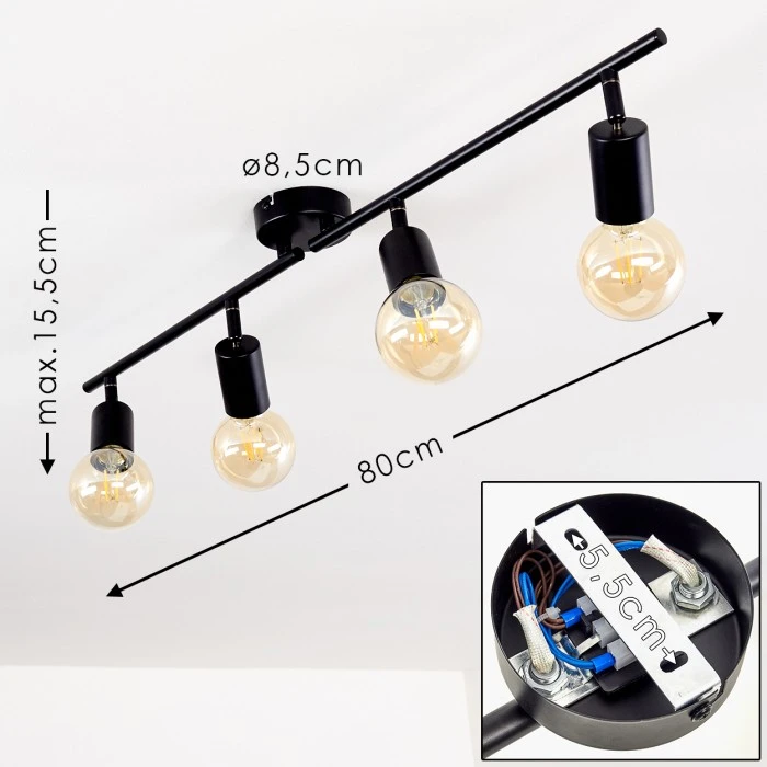 Hofstein Maidford Deckenleuchte Schwarz, 4-flammig 2 Hofstein Maidford Deckenleuchte Schwarz, 4-flammig – Bild 2