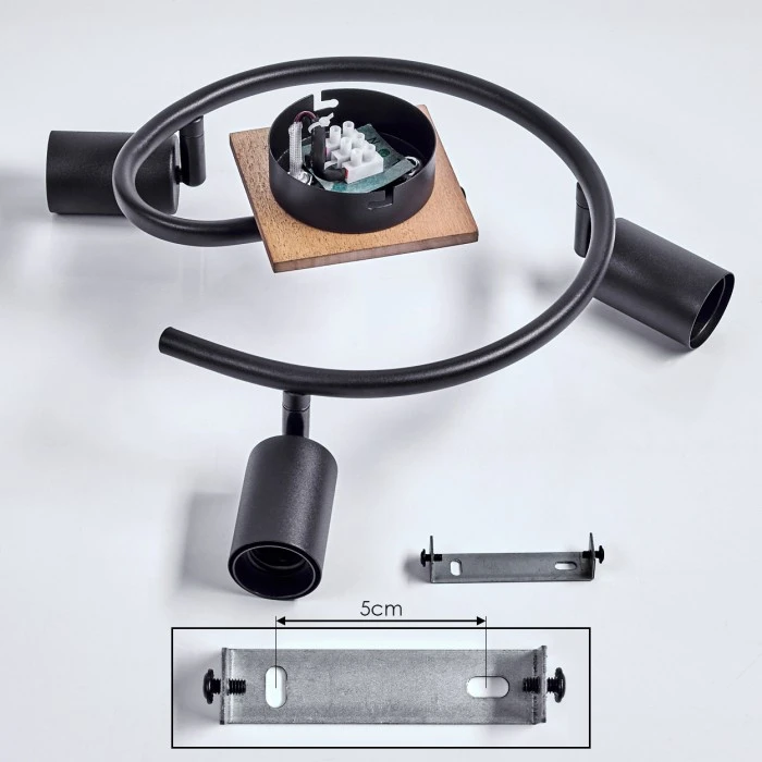 Hofstein Maidford Deckenleuchte Schwarz, Holz dunkel, 3-flammig 5 Hofstein Maidford Deckenleuchte Schwarz, Holz dunkel, 3-flammig – Bild 5