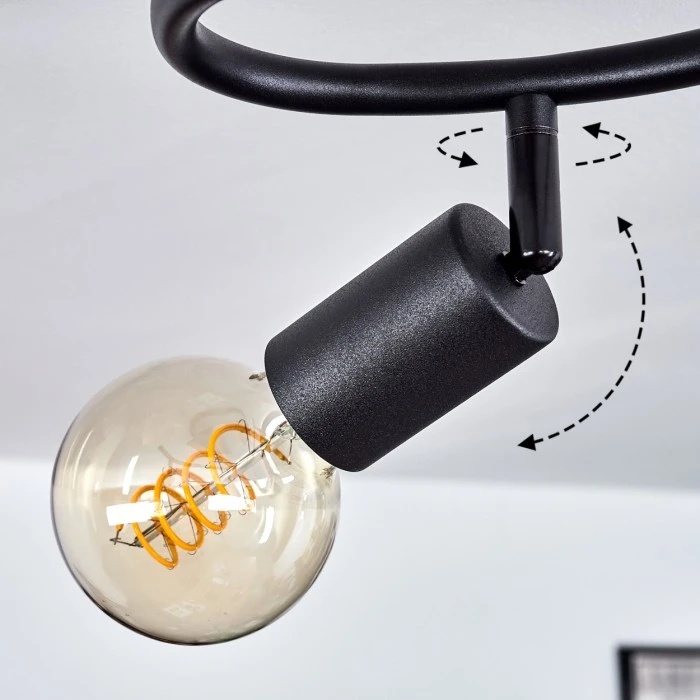 Hofstein Maidford Deckenleuchte Schwarz, Holz dunkel, 3-flammig 6 Hofstein Maidford Deckenleuchte Schwarz, Holz dunkel, 3-flammig – Bild 6