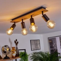 Hofstein Maidford Deckenleuchte Schwarz, Holz dunkel, 4-flammig -Bürolampen Verkäufe maidford deckenleuchte h3388105 10