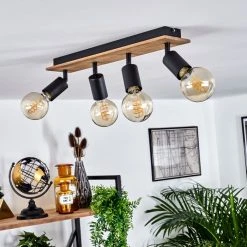 Hofstein Maidford Deckenleuchte Schwarz, Holz dunkel, 4-flammig -Bürolampen Verkäufe maidford deckenleuchte h3388105 11