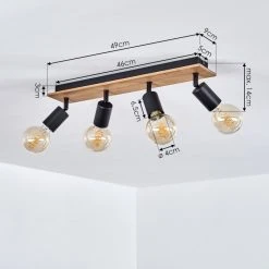 Hofstein Maidford Deckenleuchte Schwarz, Holz dunkel, 4-flammig -Bürolampen Verkäufe maidford deckenleuchte h3388105 3