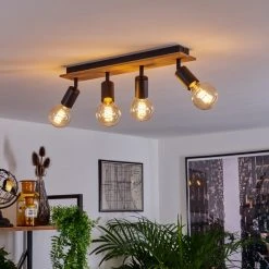 Hofstein Maidford Deckenleuchte Schwarz, Holz dunkel, 4-flammig -Bürolampen Verkäufe maidford deckenleuchte h3388105 6