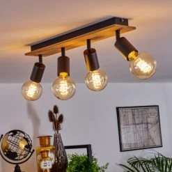 Hofstein Maidford Deckenleuchte Schwarz, Holz dunkel, 4-flammig -Bürolampen Verkäufe maidford deckenleuchte h3388105 8