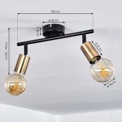 Hofstein Maidford Deckenleuchte Messing, Schwarz, 2-flammig -Bürolampen Verkäufe maidford deckenleuchte h3388129 3