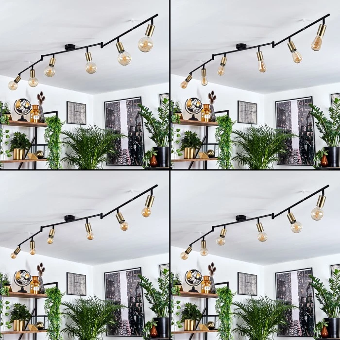 Hofstein Maidford Deckenleuchte Schwarz, 6-flammig 2 Hofstein Maidford Deckenleuchte Schwarz, 6-flammig – Bild 2