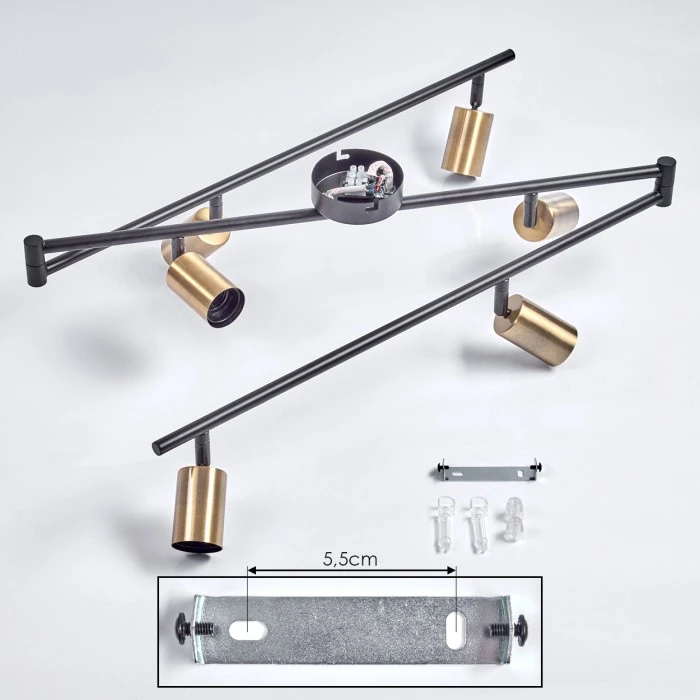 Hofstein Maidford Deckenleuchte Schwarz, 6-flammig 5 Hofstein Maidford Deckenleuchte Schwarz, 6-flammig – Bild 5