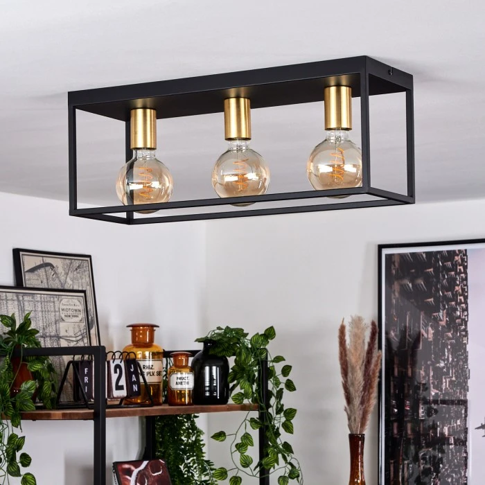 Hofstein Malao Deckenleuchte Messing, Schwarz, 3-flammig 11 Hofstein Malao Deckenleuchte Messing, Schwarz, 3-flammig – Bild 11