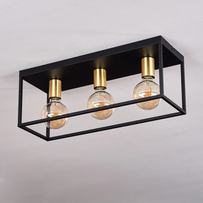 Hofstein Malao Deckenleuchte Messing, Schwarz, 3-flammig 8 Hofstein Malao Deckenleuchte Messing, Schwarz, 3-flammig – Bild 8