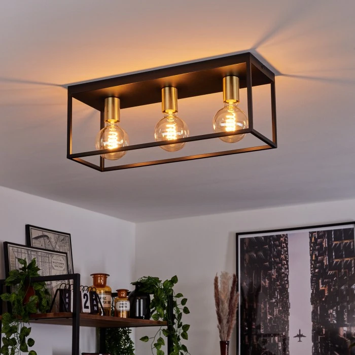 Hofstein Malao Deckenleuchte Messing, Schwarz, 3-flammig 9 Hofstein Malao Deckenleuchte Messing, Schwarz, 3-flammig – Bild 9