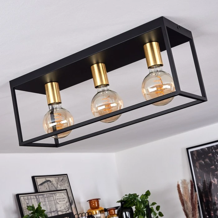 Hofstein Malao Deckenleuchte Messing, Schwarz, 3-flammig 10 Hofstein Malao Deckenleuchte Messing, Schwarz, 3-flammig – Bild 10