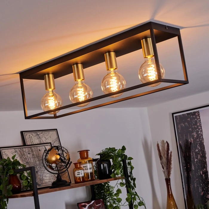 Hofstein Malao Deckenleuchte Messing, Schwarz, 4-flammig 1 Hofstein Malao Deckenleuchte Messing, Schwarz, 4-flammig