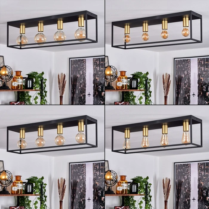 Hofstein Malao Deckenleuchte Messing, Schwarz, 4-flammig 2 Hofstein Malao Deckenleuchte Messing, Schwarz, 4-flammig – Bild 2