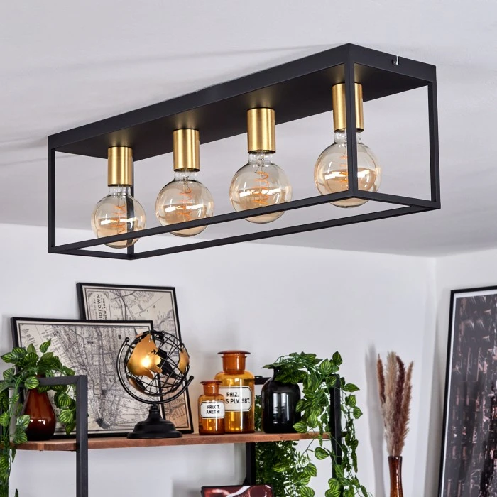 Hofstein Malao Deckenleuchte Messing, Schwarz, 4-flammig 11 Hofstein Malao Deckenleuchte Messing, Schwarz, 4-flammig – Bild 11