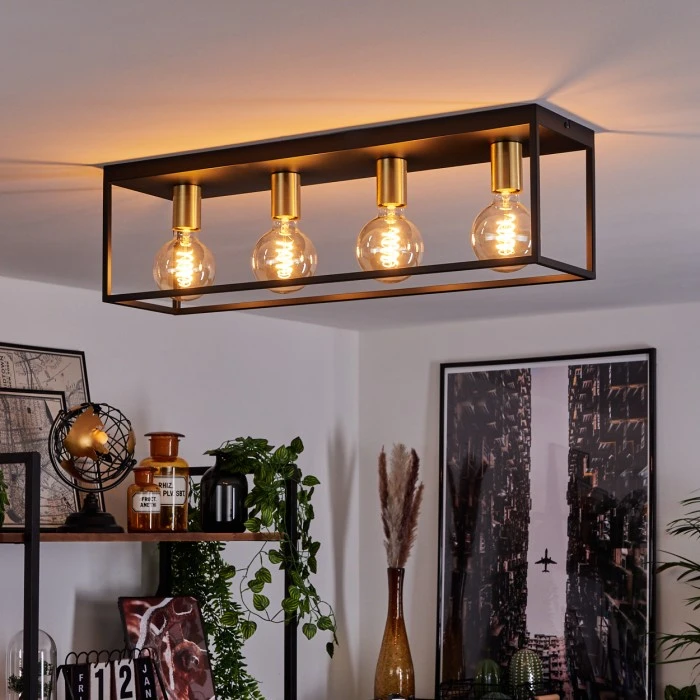 Hofstein Malao Deckenleuchte Messing, Schwarz, 4-flammig 7 Hofstein Malao Deckenleuchte Messing, Schwarz, 4-flammig – Bild 7