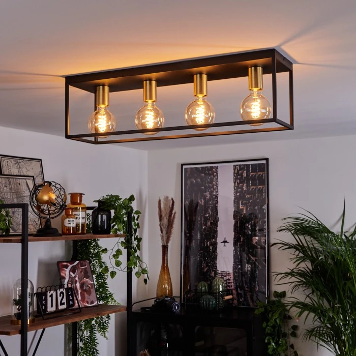 Hofstein Malao Deckenleuchte Messing, Schwarz, 4-flammig 9 Hofstein Malao Deckenleuchte Messing, Schwarz, 4-flammig – Bild 9