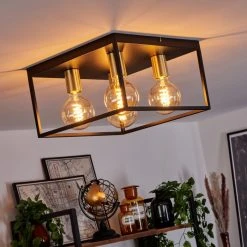 Hofstein Malao Deckenleuchte Messing, Schwarz, 4-flammig