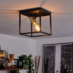 Hofstein Malao Deckenleuchte Messing, Schwarz, 1-flammig