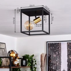 Hofstein Malao Deckenleuchte Messing, Schwarz, 1-flammig -Bürolampen Verkäufe malao deckenleuchte h3019306 4