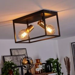 Hofstein Malao Deckenleuchte Messing, Schwarz, 2-flammig