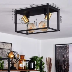 Hofstein Malao Deckenleuchte Messing, Schwarz, 2-flammig -Bürolampen Verkäufe malao deckenleuchte h3019313 3