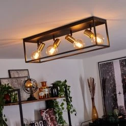 Hofstein Malao Deckenleuchte Messing, Schwarz, 4-flammig