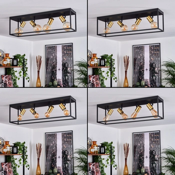 Hofstein Malao Deckenleuchte Messing, Schwarz, 4-flammig 2 Hofstein Malao Deckenleuchte Messing, Schwarz, 4-flammig – Bild 2