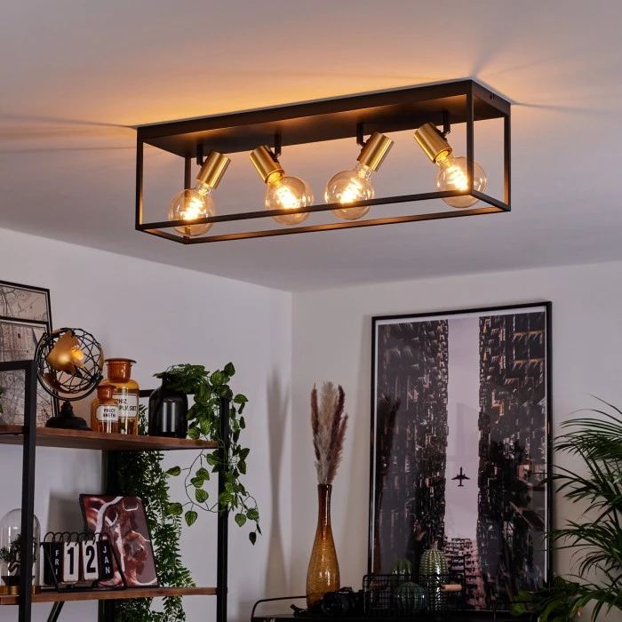 Hofstein Malao Deckenleuchte Messing, Schwarz, 4-flammig 7 Hofstein Malao Deckenleuchte Messing, Schwarz, 4-flammig – Bild 7