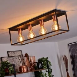 Hofstein Malao Deckenleuchte Schwarz, Roségold, 4-flammig