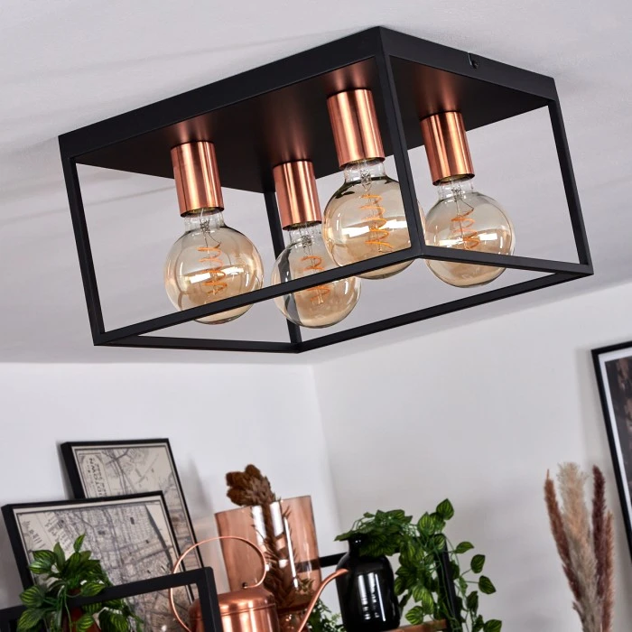 Hofstein Malao Deckenleuchte Schwarz, Roségold, 4-flammig 12 Hofstein Malao Deckenleuchte Schwarz, Roségold, 4-flammig – Bild 12