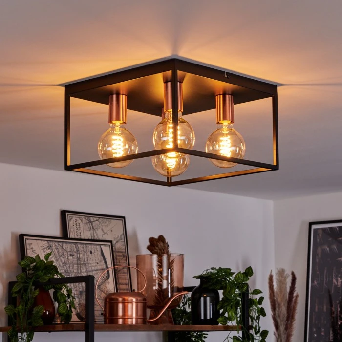 Hofstein Malao Deckenleuchte Schwarz, Roségold, 4-flammig 9 Hofstein Malao Deckenleuchte Schwarz, Roségold, 4-flammig – Bild 9