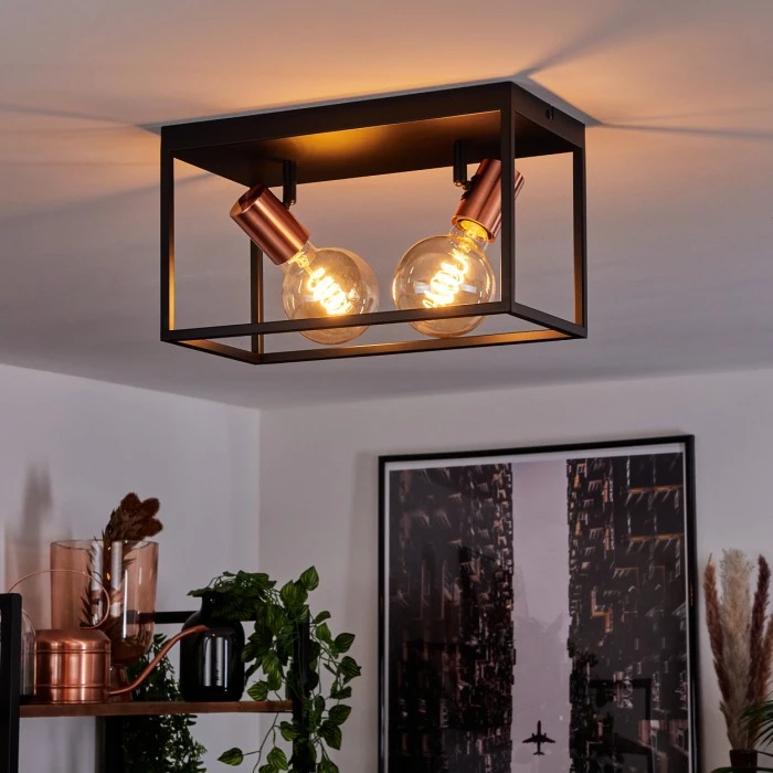 Hofstein Malao Deckenleuchte Schwarz, Roségold, 2-flammig 1 Hofstein Malao Deckenleuchte Schwarz, Roségold, 2-flammig