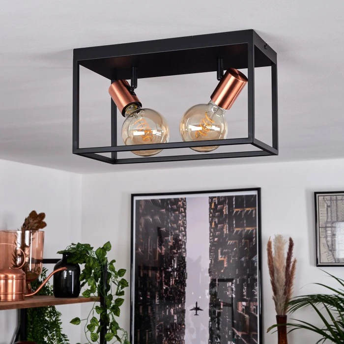 Hofstein Malao Deckenleuchte Schwarz, Roségold, 2-flammig 12 Hofstein Malao Deckenleuchte Schwarz, Roségold, 2-flammig – Bild 12
