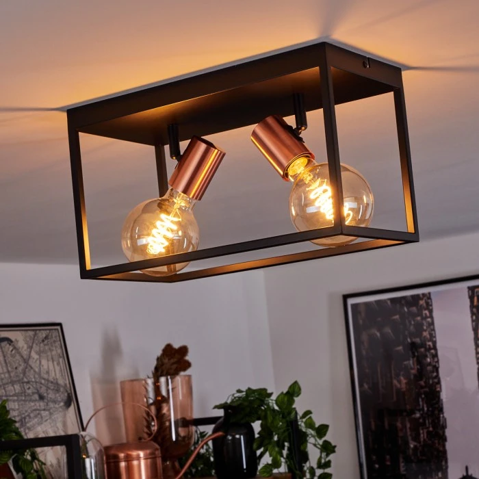 Hofstein Malao Deckenleuchte Schwarz, Roségold, 2-flammig 9 Hofstein Malao Deckenleuchte Schwarz, Roségold, 2-flammig – Bild 9