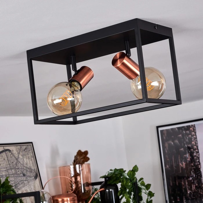 Hofstein Malao Deckenleuchte Schwarz, Roségold, 2-flammig 10 Hofstein Malao Deckenleuchte Schwarz, Roségold, 2-flammig – Bild 10