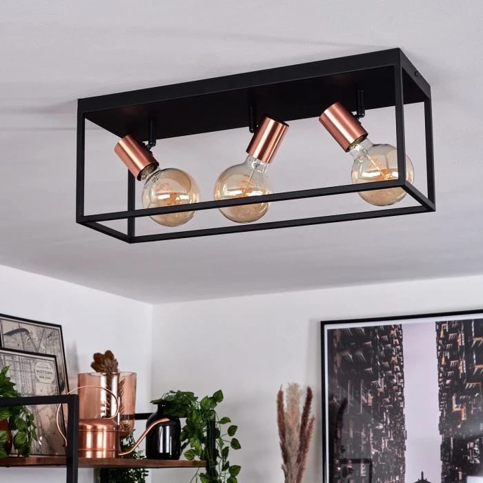 Hofstein Malao Deckenleuchte Schwarz, Roségold, 3-flammig 10 Hofstein Malao Deckenleuchte Schwarz, Roségold, 3-flammig – Bild 10