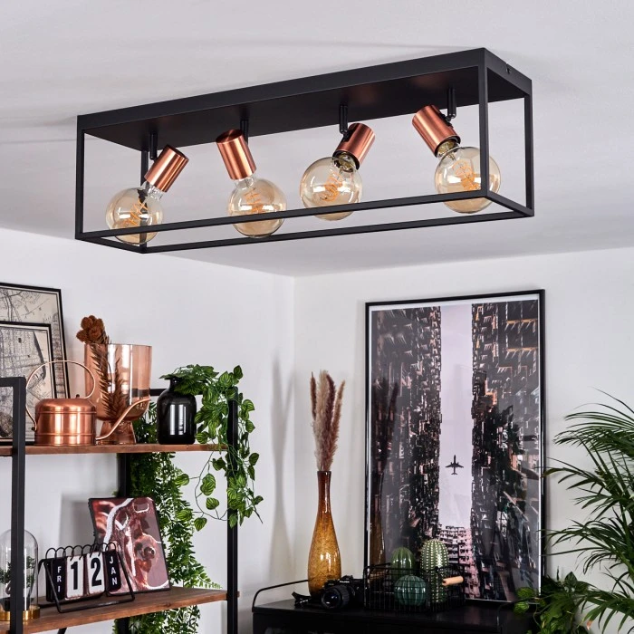 Hofstein Malao Deckenleuchte Schwarz, Roségold, 4-flammig 12 Hofstein Malao Deckenleuchte Schwarz, Roségold, 4-flammig – Bild 12