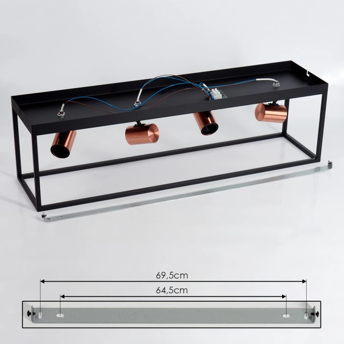 Hofstein Malao Deckenleuchte Schwarz, Roségold, 4-flammig 5 Hofstein Malao Deckenleuchte Schwarz, Roségold, 4-flammig – Bild 5