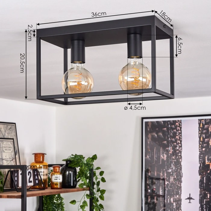 Hofstein Malao Deckenleuchte Schwarz, 2-flammig 4 Hofstein Malao Deckenleuchte Schwarz, 2-flammig – Bild 4