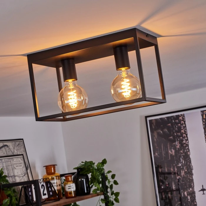 Hofstein Malao Deckenleuchte Schwarz, 2-flammig 7 Hofstein Malao Deckenleuchte Schwarz, 2-flammig – Bild 7